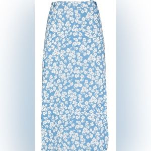 Reformation Blue Floral Midi Skirt
